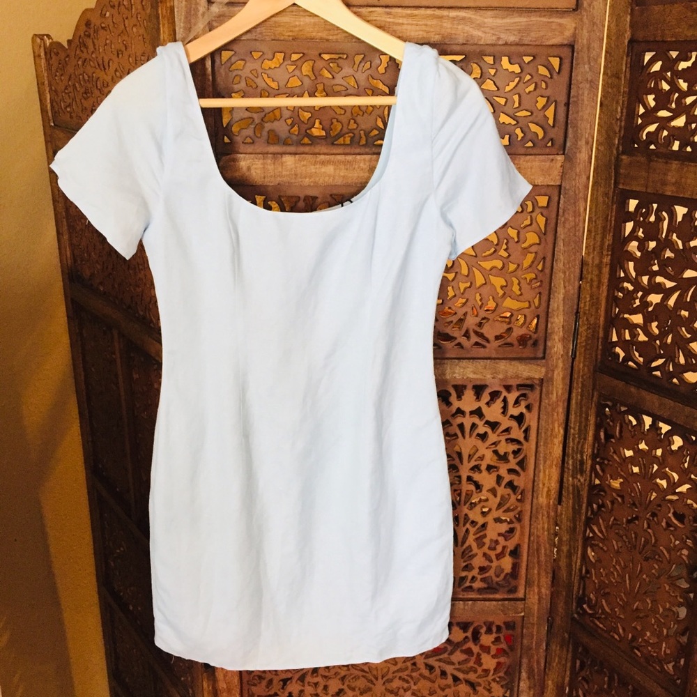 NEW NWT Fame & Partners Linen Baby Blue Dress - Picture 4 of 6